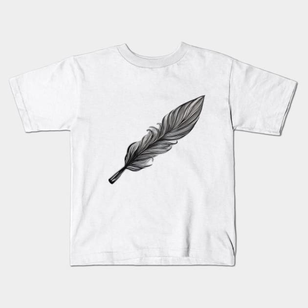 Elegant Silver Feather Artwork No. 446 Kids T-Shirt by cornelliusy